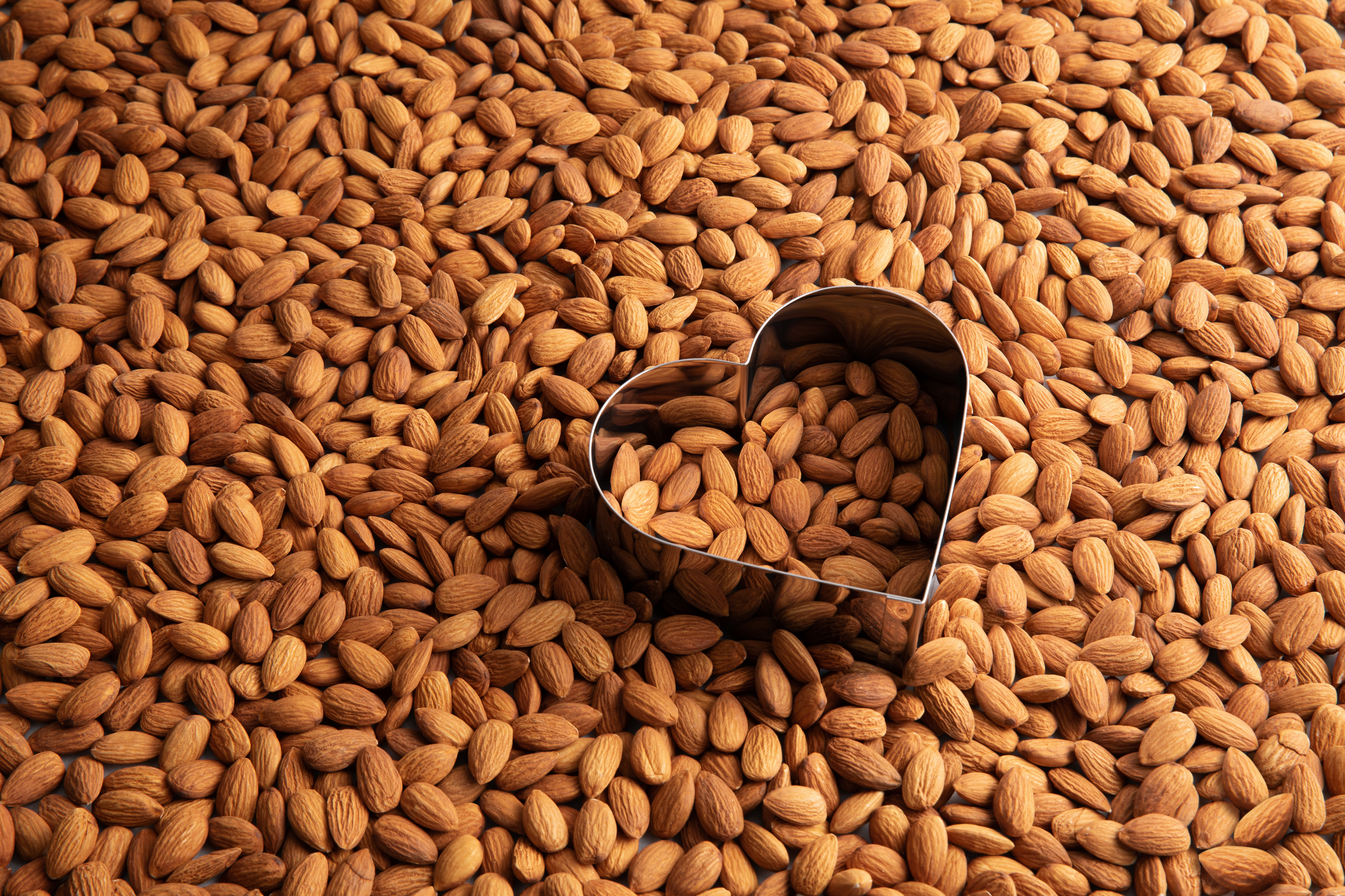 Almonds with heart cookie cutter